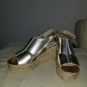Gold wedge sandals
